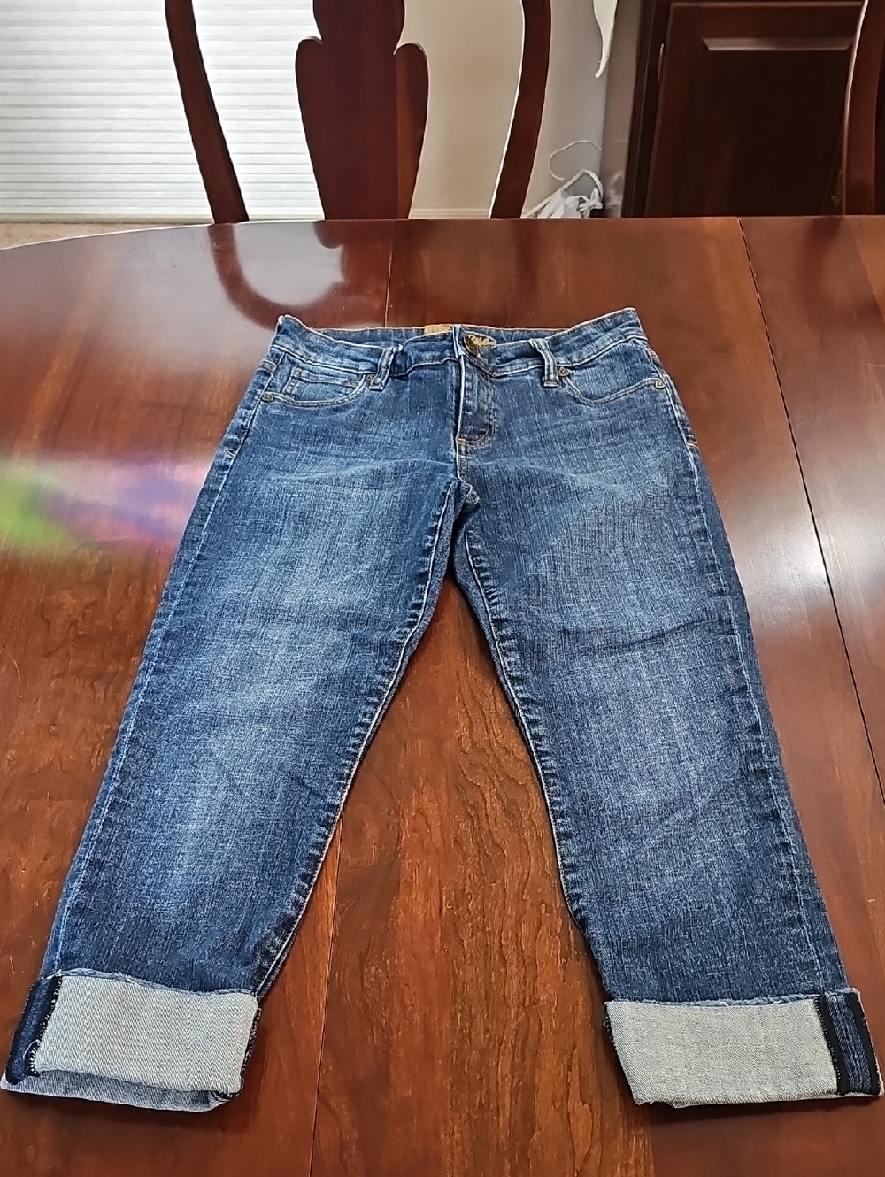 Kut from the Kloth Women’s Boyfriend Jeans in Medium Blue Wash with Rolled Cuffs